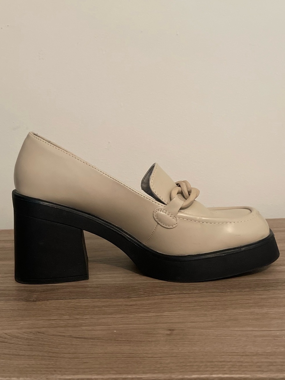 Call It Spring Beige Loafer Block Heel Pumps